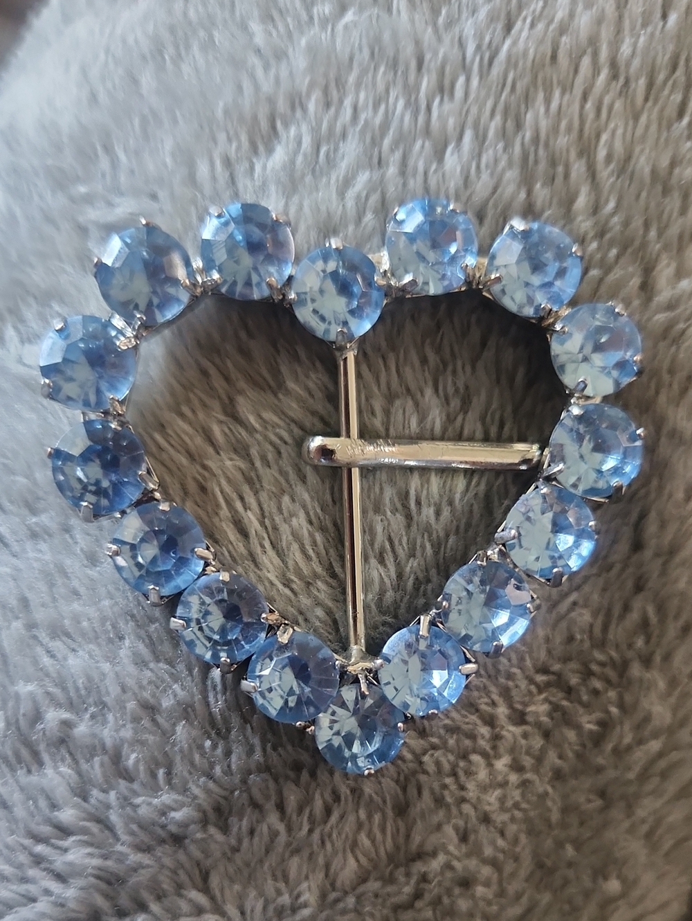 Vintage Blue Crystal Heart Belt Buckle